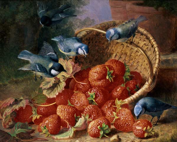 Still Life with Strawberries and Bluetits à Eloise Harriet Stannard