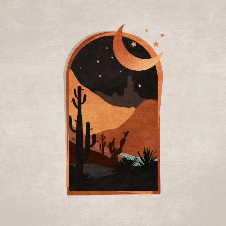Window Desert Night and Moon