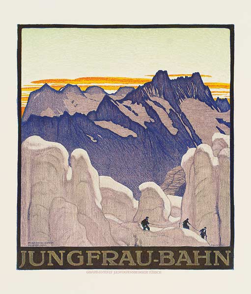 Jungfrau-Bahn, poster advertising the Jungfrau mountain railway à Emil Cardinaux