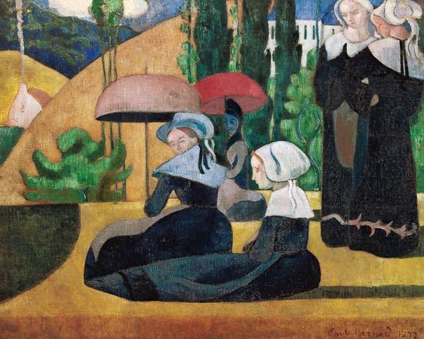 femmes bretonnes avec des Sonnenschirmen à Emile Bernard