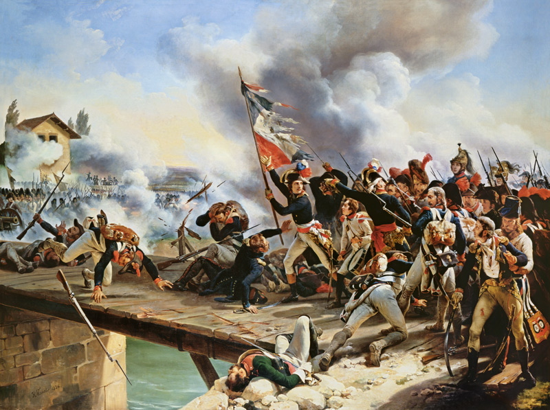 La bataille au pont d Arcole - peinture huile sur toile de Emile