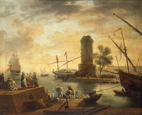 C.Vernet, Mediterranean Harbour Scene. à Horace Vernet
