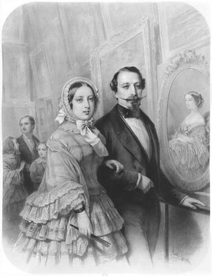 Queen Victoria and Napoleon III Emperor of France, visiting the art gallery of the Universel Exhibit à Emile Lassalle
