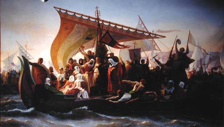The Crossing of the Bosphorus by Godfrey of Bouillon (c.1060-1100) and his Brother, Baldwin, in 1097 à Emile Signol