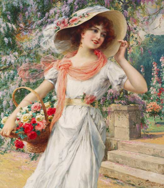 Das Blumenmädchen. à Emile Vernon