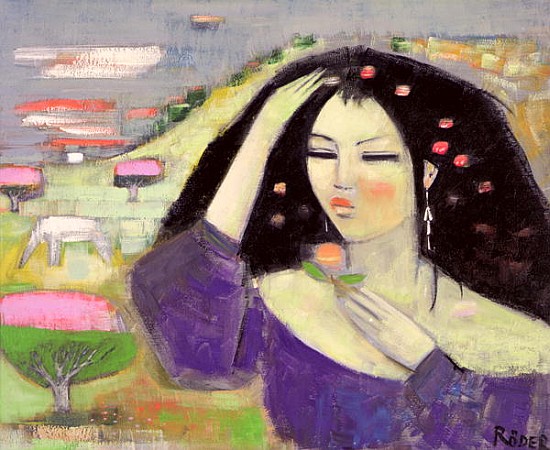 Tomoko Dreaming in English III (oil on canvas)  à Endre  Roder