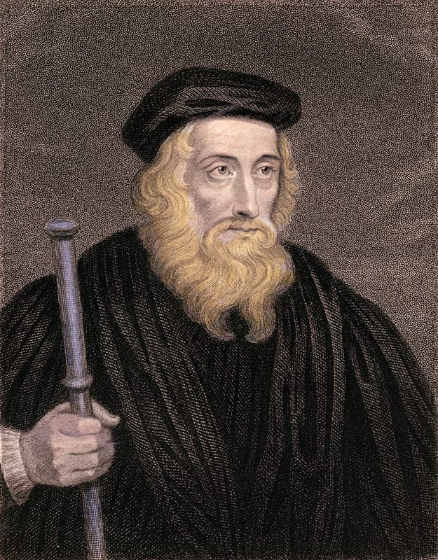 Portrait of John Wycliffe (c.1330-84) engraved by James Posselwhite (1798-1884) after a print by G. à École anglaise de peinture