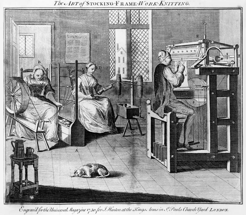 The Art of Stocking-Frame-Work-Knitting; engraved for the ''Universal Magazine'' 1750 à École anglaise de peinture