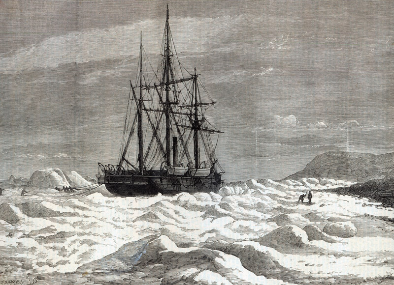 The North Pole Expedition: The Alert nipped the ice against the shore off Cape Beechy, from ''The Il à École anglaise de peinture