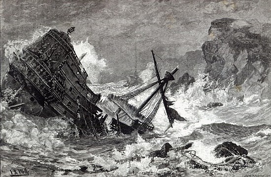 A September Storm, 1588, from ''Leisure Hour'' à École anglaise de peinture