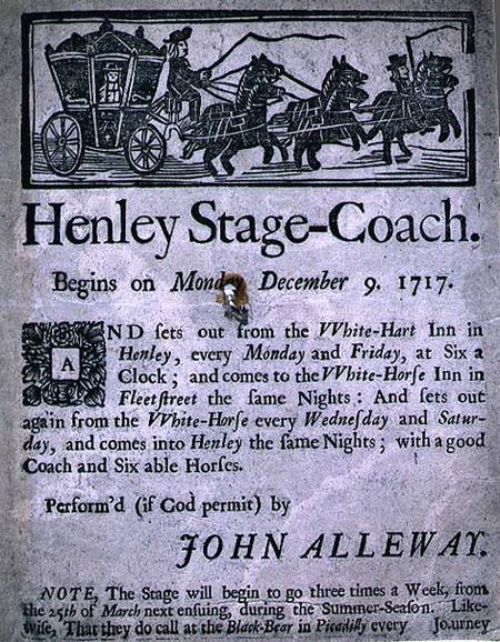 Advertisement for the Henley Stage Coach à École anglaise de peinture