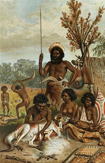An Australian family-party from New South Wales, from ''The History of Mankind'', Vol.1, by Prof. Fr à École anglaise de peinture