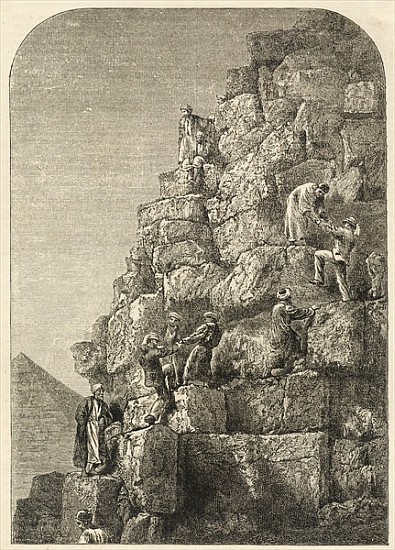 Ascent of the Great Pyramid; engraved from a photograph à École anglaise de peinture