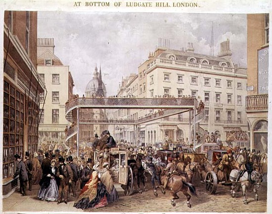 At the Bottom of Ludgate Hill, London, pub. and printed Kell Brothers, c.1860''s à École anglaise de peinture