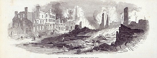 Broad-street, New York, after the recent fire, from ''The Illustrated London News'', 23rd August 184 à École anglaise de peinture