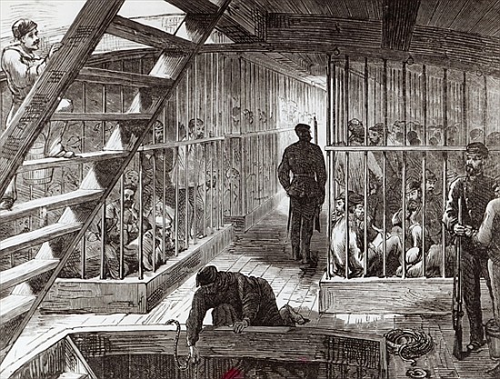 Caged prisoners on route to Botany Bay à École anglaise de peinture