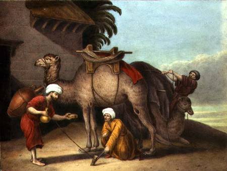 Two Camels with Attendants à École anglaise de peinture