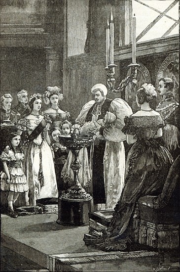 Christening of the Princess Louise in Buckingham Palace Chapel à École anglaise de peinture