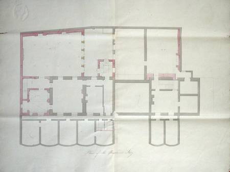 Contract drawing for the basement of the Royal Institution à École anglaise de peinture