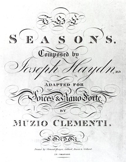 Cover of the score sheet of ''Seasons'' Joseph Haydn (1732-1809) à École anglaise de peinture