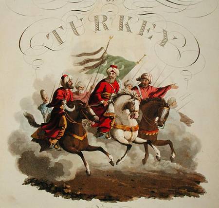 Detail of title page, from 'Costumes of the Various Nations', Volume VII, 'The Military Costume of T à École anglaise de peinture