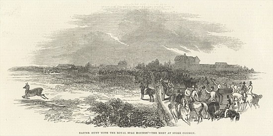 Easter Hunt with the Royal Stag Hounds: the Meet at Stoke Common, from ''The Illustrated London News à École anglaise de peinture