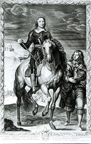 Equestrian Portrait of Oliver Cromwell (1599-1658) à École anglaise de peinture