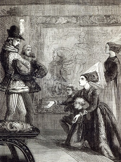 First Meeting of Edward IV and Lady Elizabeth Gray, illustration from ''Cassell''s Illustrated Histo à École anglaise de peinture