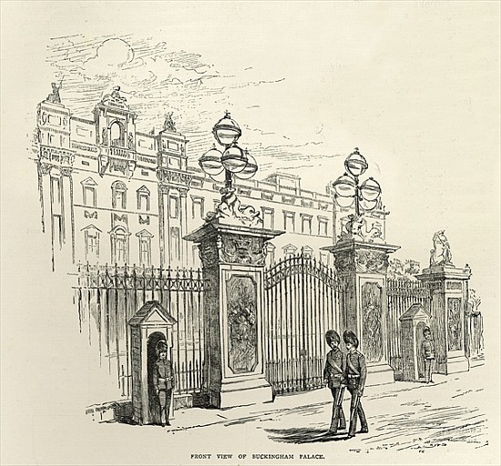Front view of Buckingham Palace, from ''Leisure Hour'' à École anglaise de peinture