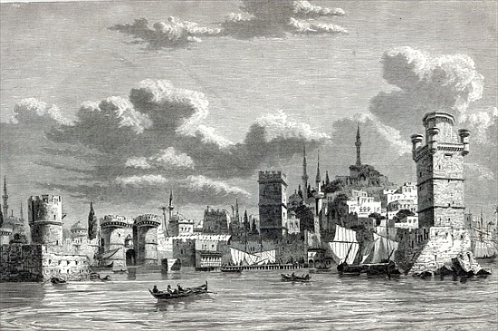 General View of the City of Rhodes, from ''The Illustrated London News'' à École anglaise de peinture