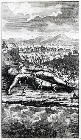 Gulliver captured the Lilliputians, illustration from ''Gulliver''s Travels''Jonathan Swift à École anglaise de peinture