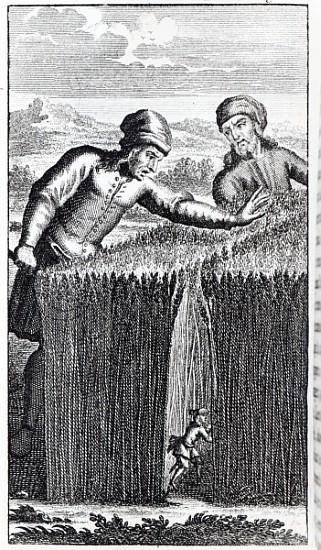 Gulliver is discovered by a farmer in Brobdingnag, illustration from ''Gulliver''s Travels''Jonathan à École anglaise de peinture