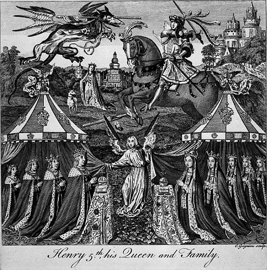 Henry 5th, his Queen and Family; engraved by Charles Grignion (1717-1810) à École anglaise de peinture