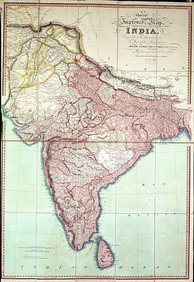 Improved Map of India published in London 1820 () à École anglaise de peinture