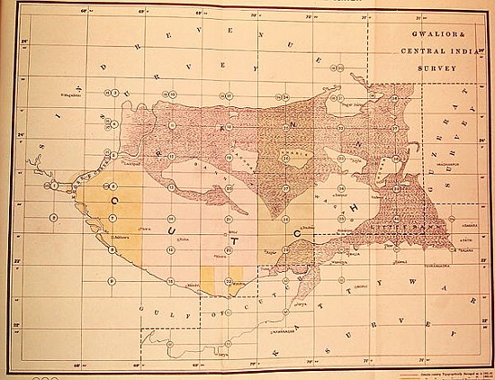 Index Chart of the Cutch Topographical Survey the Trigonometrical Branch, Survey of India, Dehra Dun à École anglaise de peinture