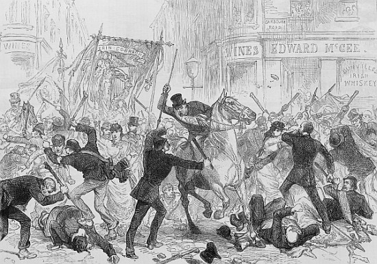 Irish Home Rule Riots in Glasgow, c.1880s à École anglaise de peinture
