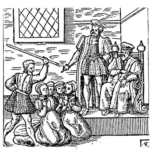 James I (1566-1625) of England and VI of Scotland Examining the North Berwick Witches, from ''Newes  à École anglaise de peinture