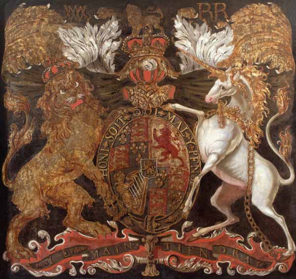 Royal Coat of Arms of William (1650-1702) and Mary (1662-94) à École anglaise de peinture