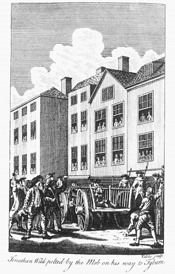 Jonathan Wild pelted the mob on his way to Tyburn, from the ''Newgate Calendar'' à École anglaise de peinture