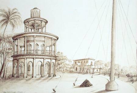 The Lighthouse in Kandy (pen & ink on paper) à École anglaise de peinture