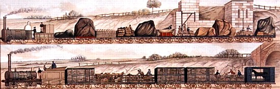 Liverpool and Manchester Railway: Freight and livestock à École anglaise de peinture
