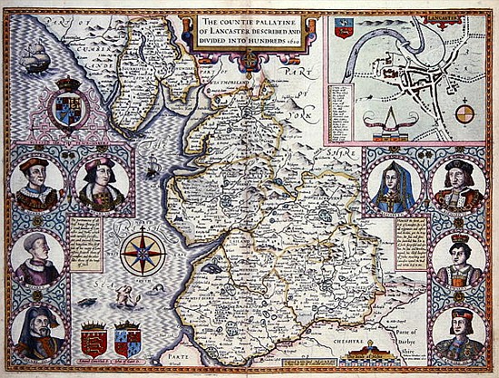Map of Lancaster divided into hundreds à École anglaise de peinture
