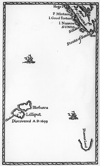 Map of Lilliput and Blefuscu, from the first edition of ''Gulliver''s Travels'' Jonathan Swift à École anglaise de peinture