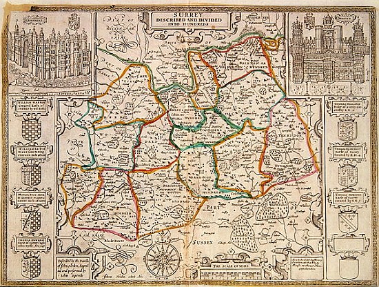 Map of Surrey, described and divided into hundreds à École anglaise de peinture