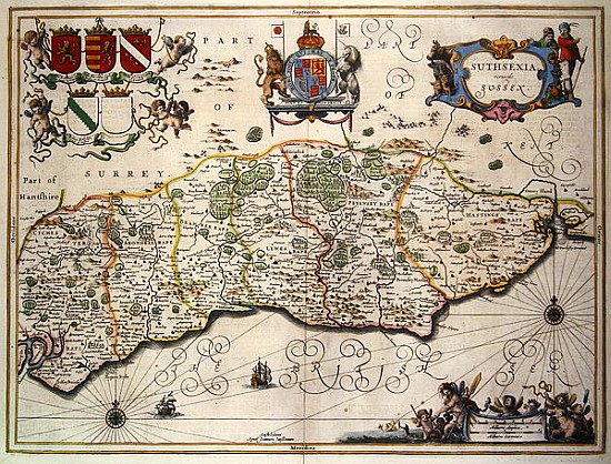 Map of Sussex à École anglaise de peinture