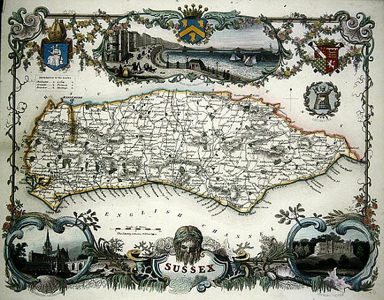 Map of Sussex à École anglaise de peinture