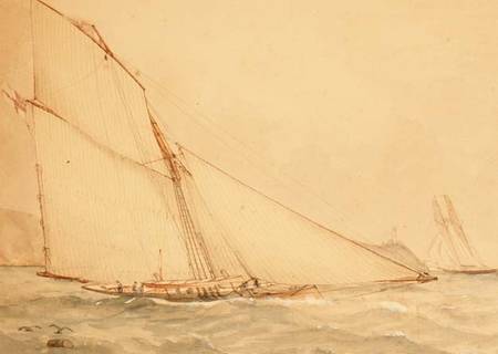 An Eight Meter Gaff rigged Topsail Cutter, The Royal Yacht Squadron à École anglaise de peinture