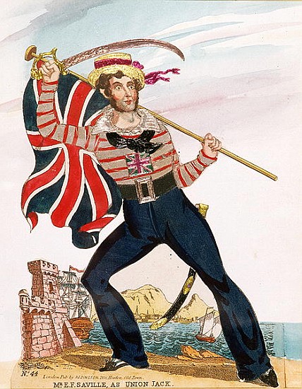 Mr E.F. Saville as ''Union Jack'', pub. Redington (engraving and collage) à École anglaise de peinture