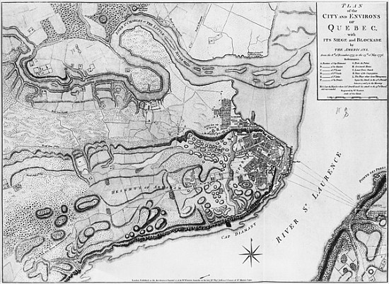 Ms A 224 f.8 Map of the city and environs of Quebec with its siege and blockade the Americans, illus à École anglaise de peinture
