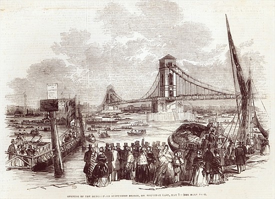 Opening of the Hungerford Suspension Bridge, from ''The Illustrated London News'', 3rd May 1845 à École anglaise de peinture